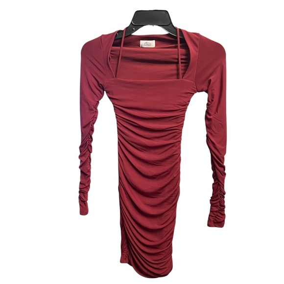Oh Polly Eternity Ruched Long Sleeve Mini Dress - Picture 1 of 4